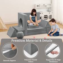 Sofá Infantil Modular de Espuma Convertible, 12 Unidades, Ideal para Sala de Juegos, Sofá para Niños Pequeños y Niñas - Gris Oscuro - Ver 6
