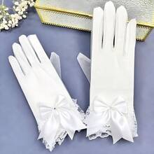 Beautiful And Elegant Women's Short Transparent Lace Bridal Wedding Glove White Red Black Bag Finger Hollow - 白色(蕾絲蕾絲款) - 查看 1
