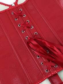 Áo corset trùm ngực có khóa kéo, áo corset định hình eo dùng ngoài hoặc mặc nhiều lớp, trang phục phong cách punk, dạ hội hóa trang, Halloween. - Đỏ - Xem 6