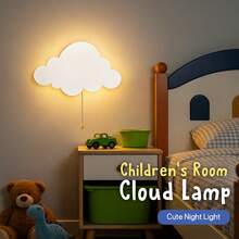 1 Pc Cloud Light - Floating Cloud Wall Lamp For Nursery | Cute Floating Cloud Lamp For Kids Bedroom | Battery-Operated Hanging Cloud Night Lights For Bedroom | Cloud Lamp For Baby Nursery - đèn mây - Xem 1
