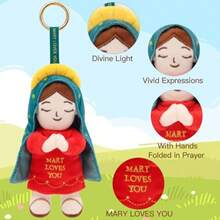 Llavero de peluche Virgen de Guadalupe 6.3 pulgadas, muñeca religiosa de María y Cristo, juguete para iglesia escuela dominical y regalo - Rojo - Ver 1