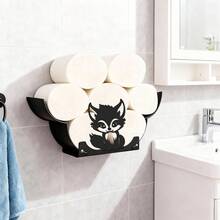 狐狸造型纸巾架，DIY装饰悬挂配件，适用于浴室、厨房和卧室。它可伸缩、可折叠且经久耐用，是一款实用的家居装饰品。创意十足的卫生纸收纳架。 - 黑色 - 查看 4