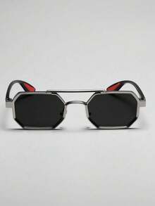 A Pair Of Unisex Square Metal Korean-Style Fashion Glasses, Suitable For Music Festivals And Street Photography Accessories. - vảy xám - Xem 4
