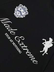 Tiny Spark 黑色T恤，印花复古徽章图案 - 黑色 - 查看 5