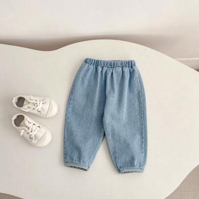 婴儿牛仔裤，可爱男女通用婴儿牛仔裤，百搭休闲长裤，时尚胡萝卜裤，适合春秋季穿着
