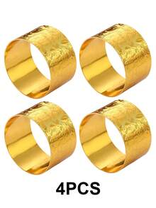 2pcs Gold Patterned Round Napkin Rings, Suitable For Hotel, Living Room, Dining Table Setting - Gold - View 11