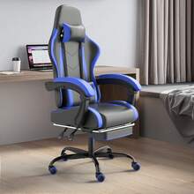 DEVOKO Gaming Chair Computer Chair Ergonomic Gaming Chair With Footrest Office Chair Ergonomic Computer Chair With Lumbar Support - Blue - View 8