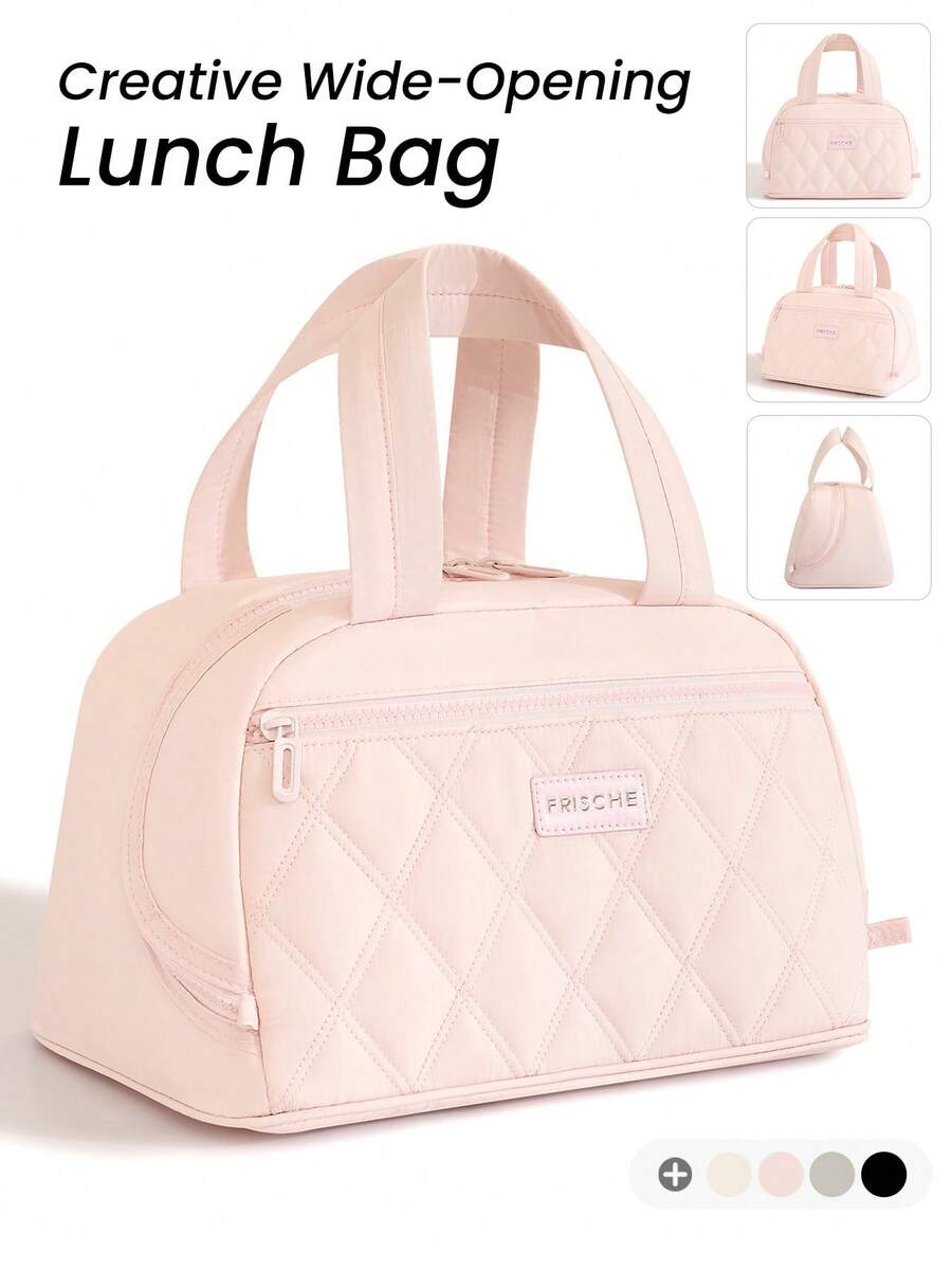 1pc Insulated Lunch Bag, Slanted Design, Minimalist Style, Suitable For Students And Office Workers; Cute Large Capacity, Suitable For Picnics; Large Capacity Reusable Lunch Tote Bag, Waterproof Portable Design