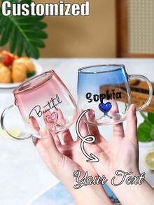 1 chiếc cốc thủy tinh có thể tùy chỉnh, cốc cà phê, cốc sữa, cốc nước thủy tinh ngày Valentine, cốc đôi, cốc thủy tinh chất lượng cao, cốc hình trái tim sáng tạo, có thể tùy chỉnh tên và văn bản cá nhân, chất liệu thủy tinh, chịu nhiệt, hiệu ứng chuyển màu trên thân cốc, kiểu dáng thời trang, dễ vệ sinh. - nhiều màu - Xem 2