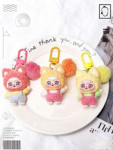 1pc Cute Flocked Waving Cat Keychain, Fluffy Cartoon Accessory Bag Charm, Small Ornament, Car Key Chain, Key Lanyard, Keyring, Keychain Accessories, Keychains, Couples Keychain, Gift For Women, Christmas Gift, Christmas Stocking Stuffer, Birthday Gift, Friend Gift, Holiday Gift, Event Souvenir, Party Favor - Multicolor - View 4