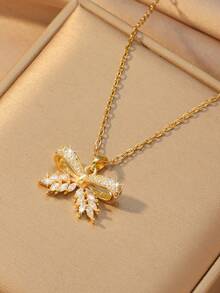 1pc Women's Butterfly Pendant Necklace, 3 Styles Available, Zirconia Embedded, Sparkling, Lifelike, Suitable For Valentine's Day, Gifts And Gatherings With Friends - Multicolor - View 9