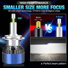 TOAUTO 2 bóng đèn pha LED ô tô 3D 360 H7 200W 40000LM Canbus H1 H11, đèn sương mù, 9 đèn LED cắm là chạy, 6000K - A - Xem 9