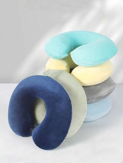 1pc Inflatable Travel Pillow, Neck Pillow, Airplane Pillow, Car Travel Pillow, Home/Office Travel Neck Pillow With Soft Cover, Portable Student/Adult Pillow Pad, Supports Neck And Protects Cervical Spine, Suitable For Study, Driving, Office Or Other Travel, Essential For Delivery Personnel