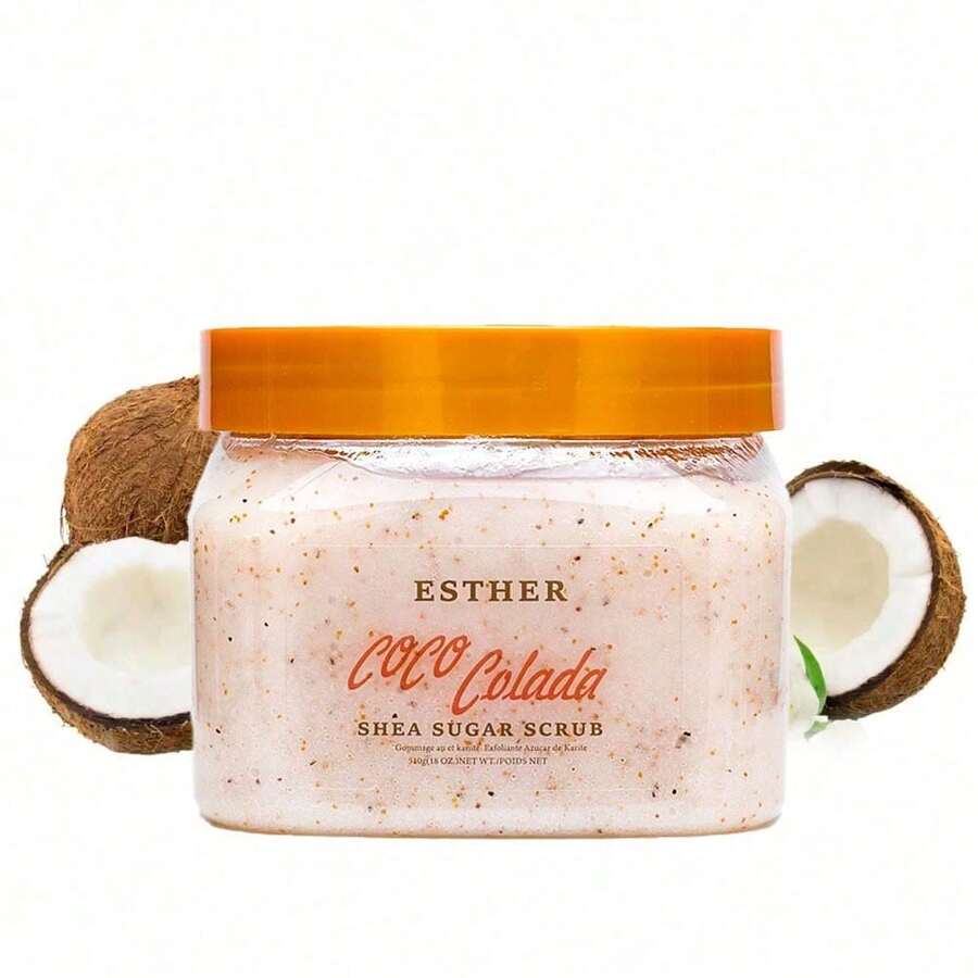 Coconut Body Scrub, Sea Salt Exfoliating Body Scrub, With Coconut, Collagen, Hyaluronic Acid, Retinol, Niacinamide, Shea Sugar Exfoliating Hydrating, Gentle Skincare, Birthday, Valentine's Day Gift, Christmas Stuffers, New Years Gift, 7.05oz - 椰子 - 查看 1