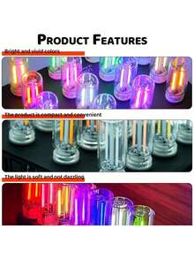 RGB Light Tube Atmosphere Lamp, Car Atmosphere Light, USB Night Light, Touch Dimming, LED Filament Lamp, Portable Lighting, Plug And Play, Decorative Atmosphere Light - Multicolor - View 6