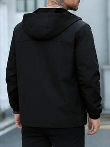 Men's Casual Multi-Functional Hooded Zip-Up Jacket, Black - Black - View 2