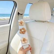 2pcs/1pc Car Shoulder Protection DIY Flower Car Seat Belt Cover Four Seasons Universal Comfortable Anti Pinch Protective Pad Cover - Cloth Flowers - View 2