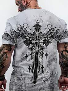 Skyrend Men's Novelty 3D Digital Print Short Sleeve T-Shirtemo - Multicolor - View 5