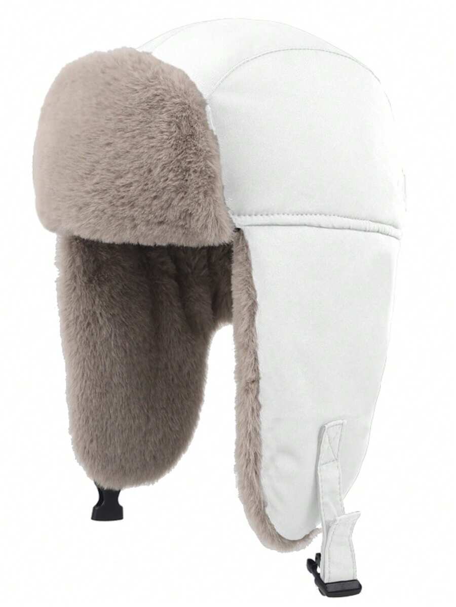 1顶男女通用保暖防风护耳复古摩托车风毛绒内衬针织帽，秋冬季 - 彩色 - 查看 1