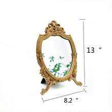 Eaoundm - Espejo de pared decorativo con marco de resina dorada envejecida espejo de  espejo de mesa para recámara sala de estar cambiador decoración de 8.2 pulgadas de ancho x 13 - Oro envejecido - Ver 5