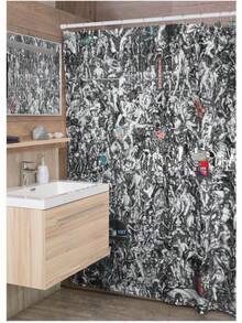 Rare 71x71  Shower Curtain: Hundreds Of Tom + Gohard Landmarks + Finland Men - White - View 3
