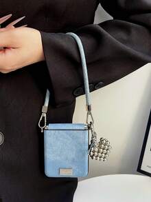 1 pieza Llavero, Cordón para el cuello con hebilla lateral de mezclilla y funda de teléfono de diseño de mano compatible con Samsung Galaxy Z Flip3, Flip4, Flip5, Flip6, Flip7FE - Multicolor - Ver 3