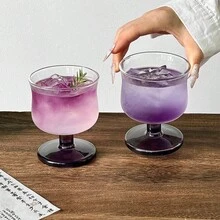 2pcs Premium Purple Stemmed Glasses, Perfect Purple Cups Suitable For Champagne Flutes, Cocktail Glasses, Whiskey Tumblers - Purple - View 4