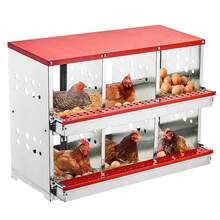 Cajas de Nidificación Metálicas para Gallinas de 6 Huequeros, Montaje en Pared, Fácil Recolección de Huevos, Compatible con Gallinero - Rojo - Ver 1