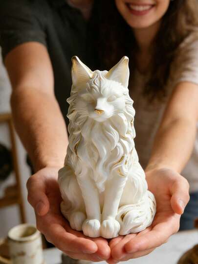 1个逼真坐姿缅因猫硅胶模具，多用途，耐用耐热，适用于树脂/石膏/肥皂蜡烛模具，手工礼品，送给动物爱好者