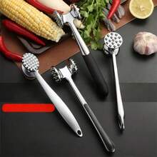 1pc New 304 Stainless Steel Meat Tenderizer, Heavy Duty Non-Slip Kitchen Meat Pounder - Multicolor - View 4