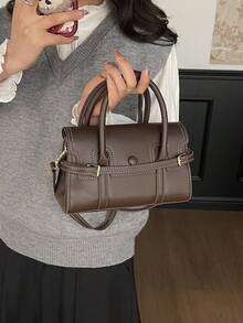 女士手提包，时尚优雅设计，高品质，可作单肩包使用，适合购物和通勤，咖啡色 - 咖啡 - 查看 2
