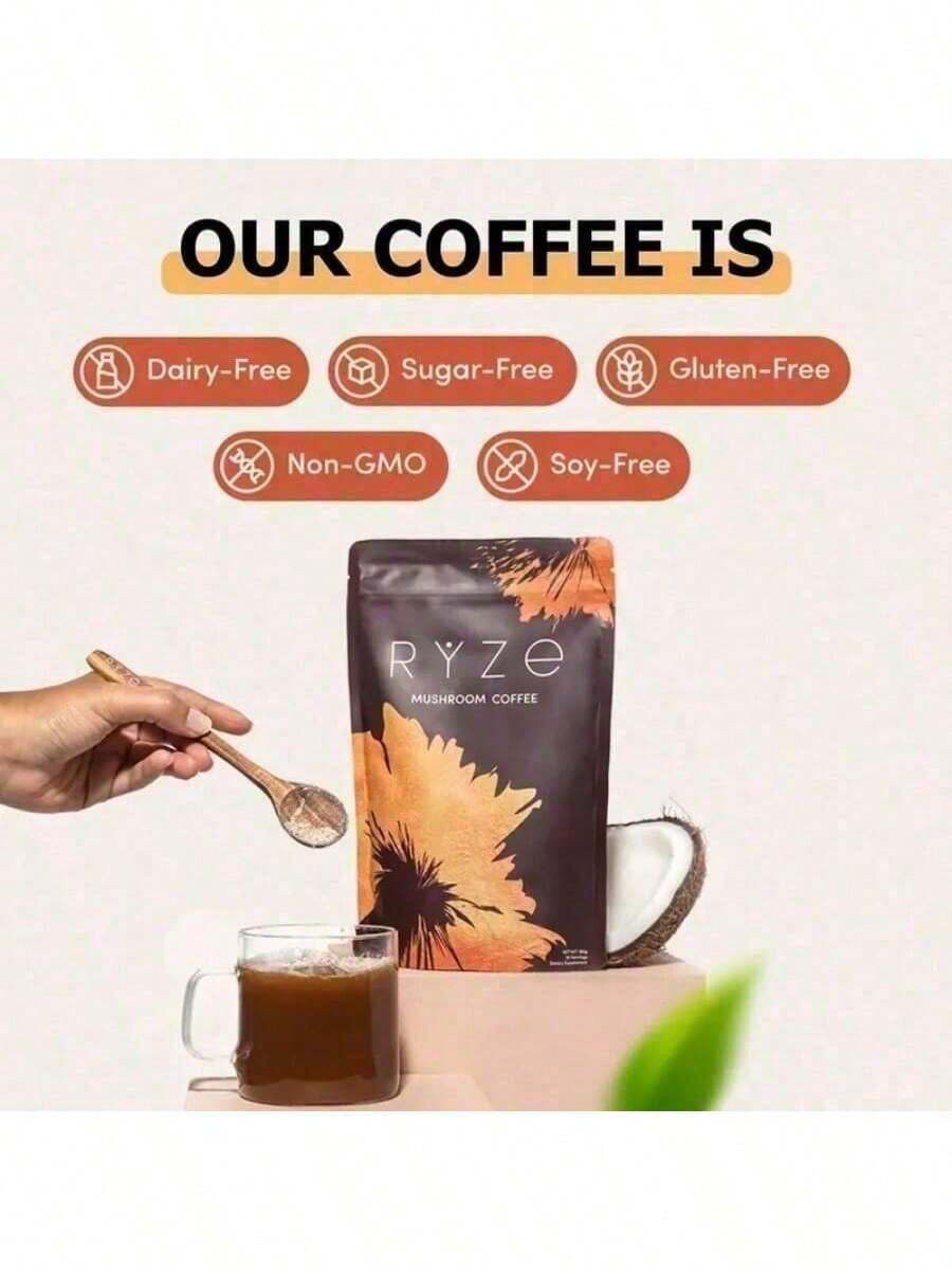 Mushroom Coffee - USDA Organic Adaptogenic Mushroom Blend With 2000mg Mushrooms, Sugar-Free Instant Coffee For Energy, Focus & Gut Health - 棕色 - 查看 1