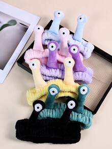 1条女士洗脸发带，棕榈蜗牛图案SPA发带，化妆发带，卡通可爱珊瑚绒弹力发带，创意发饰，适用于洗脸、淋浴、运动和日常使用 - 彩色 - 查看 5