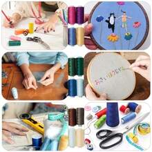Bộ 50 cuộn chỉ may polyester, mỗi cuộn chỉ polyester thích hợp cho may tay hoặc may máy - Hoàn hảo cho các dự án may vá và thủ công tại nhà, dụng cụ thêu thùa, món quà lý tưởng cho các dịp lễ, đường may mượt mà, màu sắc tươi sáng, dành cho người đam mê thủ công (Đóng gói ngẫu nhiên) - Bộ A - Xem 4