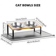 15° Tilted Cat Bowl Set With Food Mat, Anti-Vomiting, Silicone Pad, Suitable For Cat Feeding And Drinking - 920ml - View 9