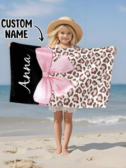 Personalized Kids Beach Towel, Perfect Summer Birthday Gift, Suitable For Various Summer Occasions. Customizable Beach Towel And Accessories, Applicable For Beach, Swimming Pool, Travel, Camping, Yoga And More.