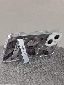 1个羽毛雪纺蝴蝶图案手机壳，带3D金属支架，兼容 11/12/13/14/15/16/17/Pro Max - 彩色 - 查看 3