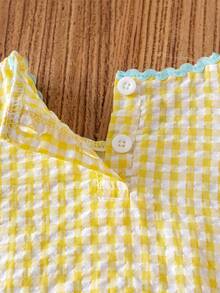 Baby Girls' Floral Embroidered Ruffle Collar Snap-Up Romper - Yellow - View 5