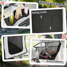 PawHut Carrito para Perros Plegable, Cochecito para Perros Pequeños con Cesta de Almacenaje, Ventanas de Malla, Portavasos, Ruedas y Cojín Lavable, Carga 10 kg, 77x44x102 cm - Gris - Ver 4