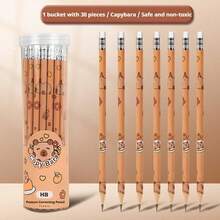 12pcs/30pcs Capybara Themed Pencils With Erasers, Great For Artists And Students, Featuring Adorable Capybara Illustrations, Suitable For Back To School, Student Supplies, Holiday Gifts - Multicolor - View 13