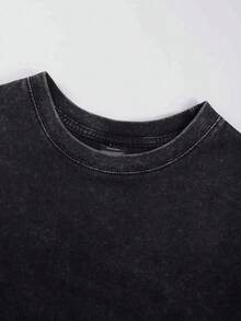 Stonewashed Streetwear Cat Dark Head Skull Emo Gothic Fans Street Fashion Urban Culture Unisex Men's Women's 100% Cotton Top Premium Streetwear New Release Immediate Shipping Various Colors!! - 黑色 - 查看 3
