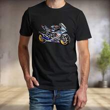 Camiseta Vermelha De Algodão Com Estampa De Moto Esportiva - Preto - Visão 3