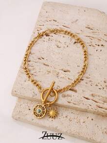 1pc Stainless Steel Natural Stone Sun Pendant Bracelet For Women Chain Bracelet Jewelry Party Gifts Suitable Daily Wear - Bracelet - View 7