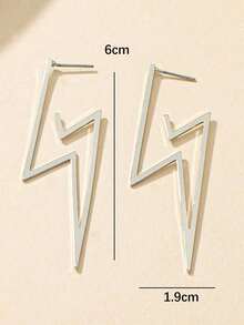 1 đôi bông tai hình tia sét thời trang dành cho nữ, hoàn hảo cho quà tặng lễ hội và tiệc tùng - Bạc - Xem 3