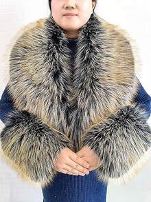 3pc  Fabric    Elegant    None    Fur Collar And Cuffs  Autumn And Winter - 亮橙色 - 查看 1