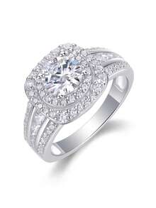 Nhẫn Moissanite bạc 925 cao cấp dành cho nữ, không gây dị ứng, thích hợp làm nhẫn đính hôn/cưới, quà tặng ngày Valentine/sinh nhật, hộp quà chống oxy hóa. - nhẫn - Xem 15