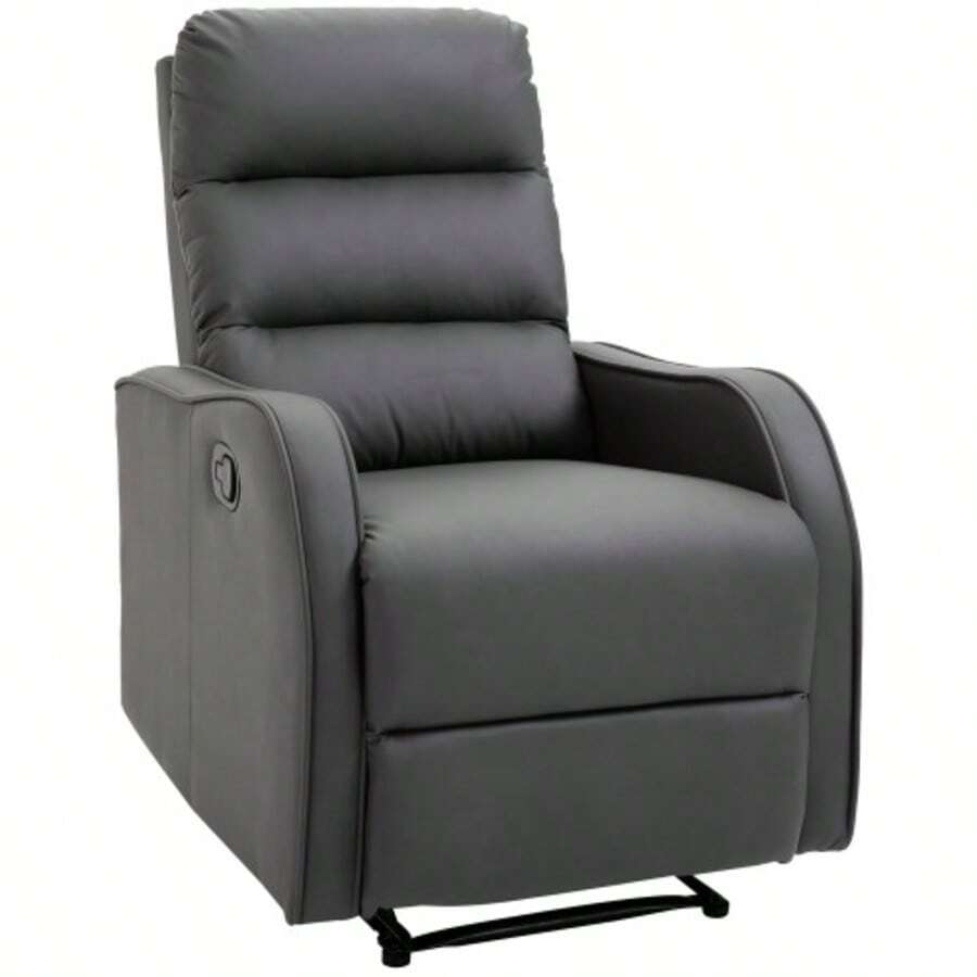 Swivel Reclining Chair With Rocking And Tilting Function, Featuring A Microfiber Cup Holder, Ideal For The Living Room And Relaxation. - Dark Grey - View 1