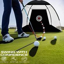 2m Golf Practice Net, Suitable For Indoor And Outdoor Swing, Hitting Cage For Golfing, Easy To Store And Install, Gift For Golf Enthusiasts - Black - View 1