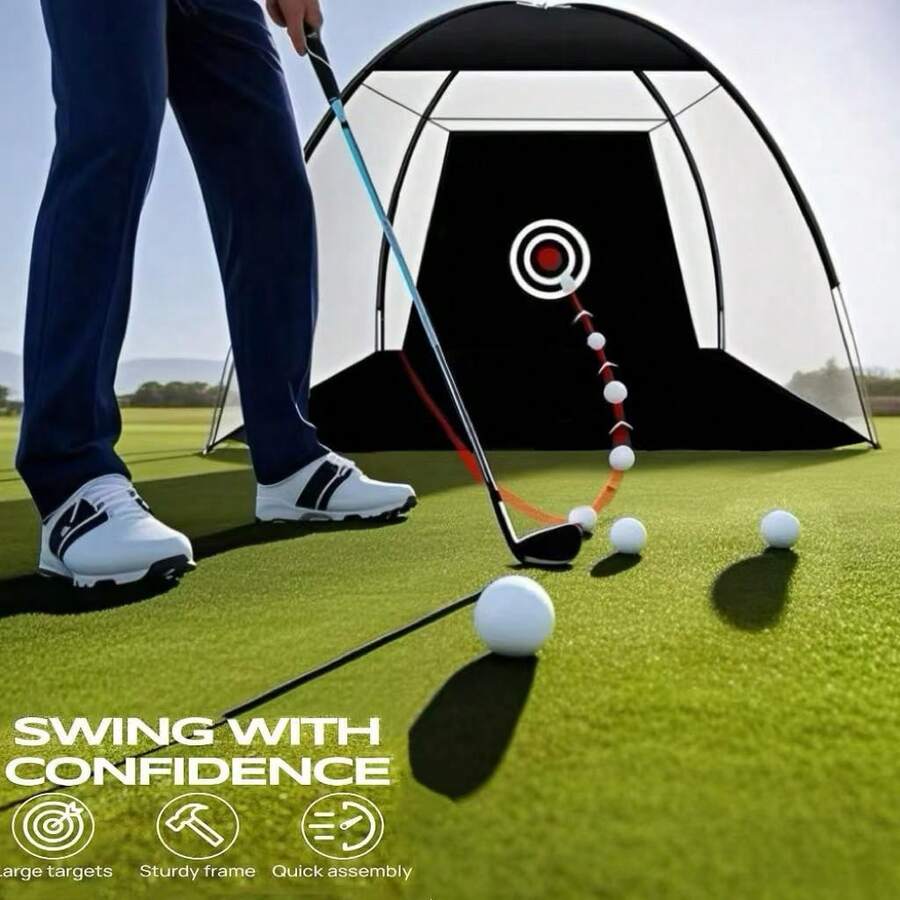 2m Golf Practice Net, Suitable For Indoor And Outdoor Swing, Hitting Cage For Golfing, Easy To Store And Install, Gift For Golf Enthusiasts - Black - View 1