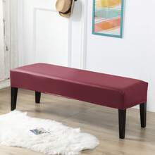 1pc Stretchable PU Waterproof Bench Cover, Suitable For Home Decor, Machine Washable, Modern Style Bench Slipcover, Elastic PU Dining Bench Seat Cover For Bedroom, Living Room, Kitchen, Protects Chair Bench Piano Bench Seat Covers, Removable - Multicolor - View 22